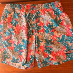 Vineyard Vines Floral Swim Bottoms - Teal & Coral